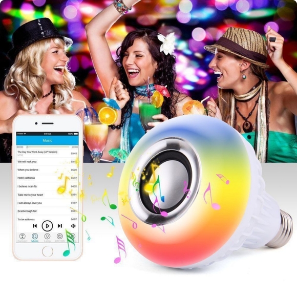 Remote control multicolored LED light bulb plays music. Bluetooth light w music - Picture 10 of 12